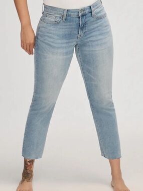 Lucky Brand midrise Light Blue Cropped Straight Jeans raw hem size 4 27 inch